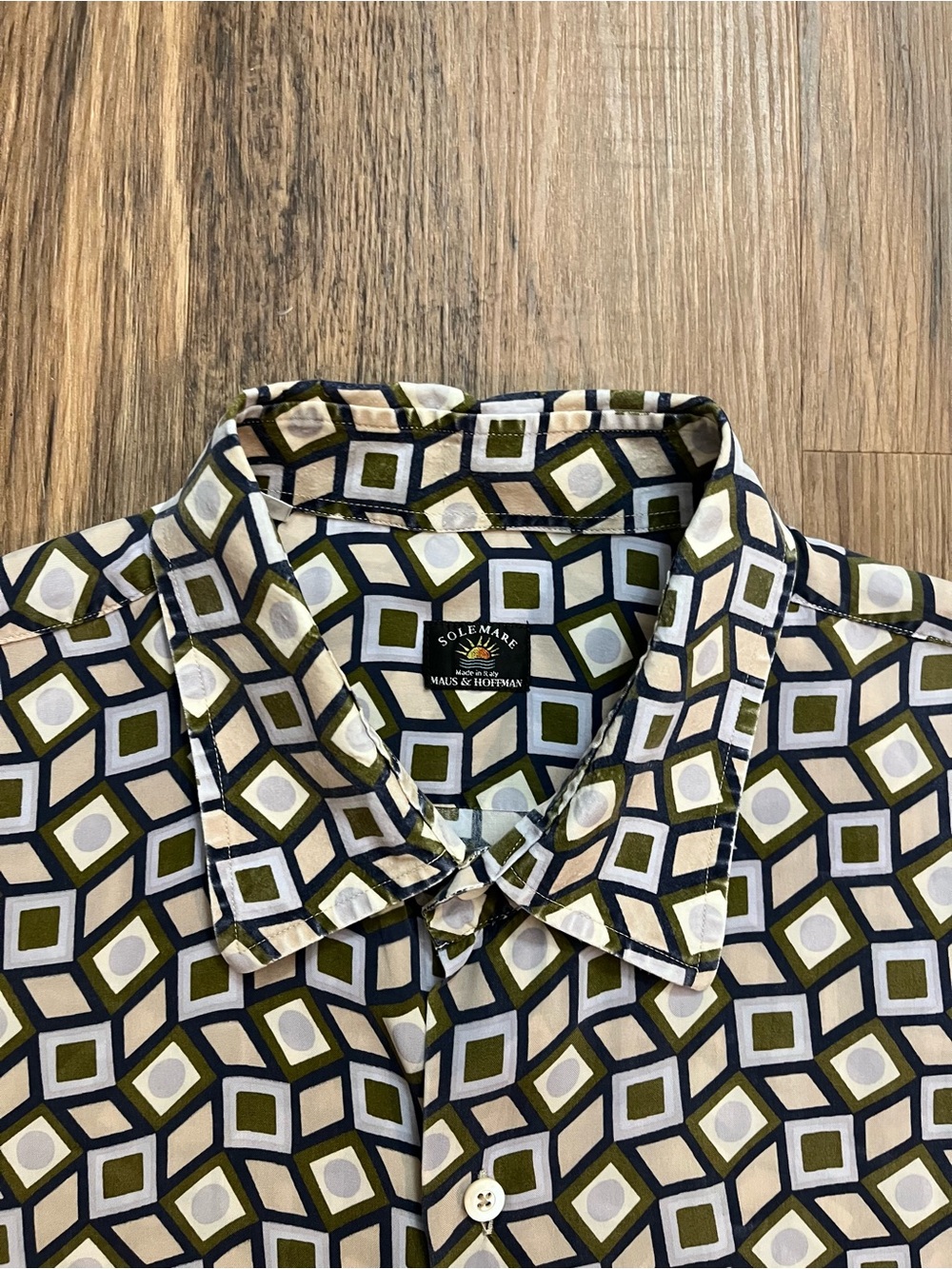 VTG Solemare Maus & Hoffman Geometric Shirt Men’s Sz XL “Vegan Silk” Multicolor - Picture 3 of 15